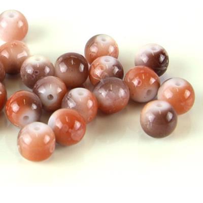 10 Perle marmorizzate maculate in vetro - colore: CIPRIA-MARRONE