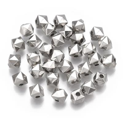 50 Distanziatori argentati a cubo sfacettati