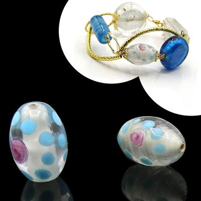 2 Perle vetro ovali - Mod. 5 - colore: BIANCO