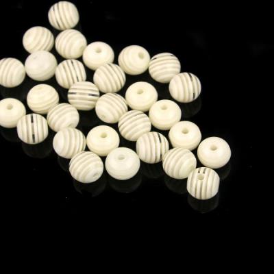 10 Perle tonde a righe 8mm - colore: BIANCO