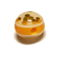 10 Perle tonde a righe con brillantini- colore: GIALLO