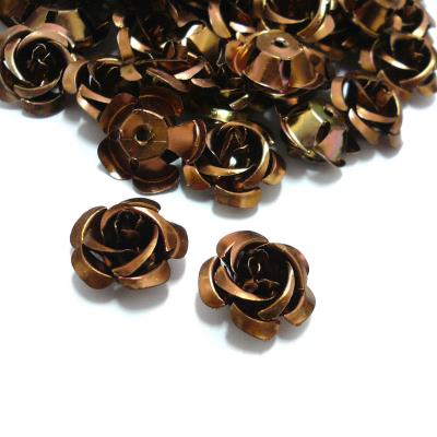 20 Perle in alluminio a rosa - 10mm - colore: MARRONE