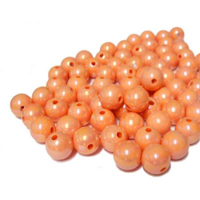 10 Perle tonde iridescenti pastello 8mm - colore: SALMONE