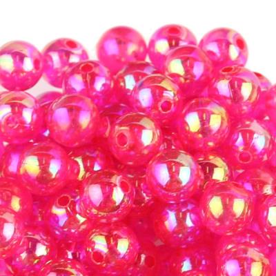 10 Perle tonde iridescenti trasparenti - colore: FUCSIA