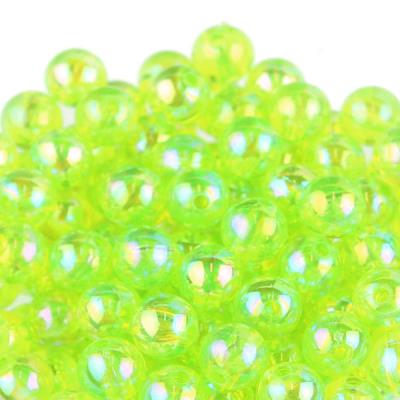 10 Perle tonde iridescenti trasparenti - colore: VERDE CHIARO
