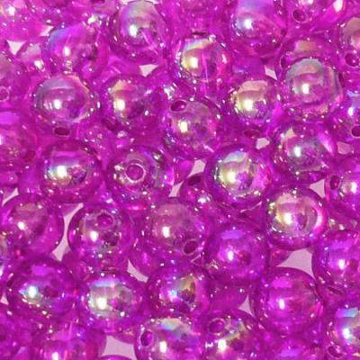 10 Perle tonde iridescenti trasparenti - colore: VIOLA