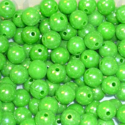 10 Perle tonde iridescenti - colore: VERDE