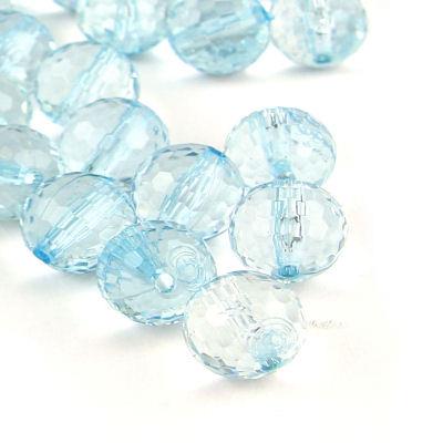 10 Perle tonde sfacettate trasparenti - colore: AZZURRO