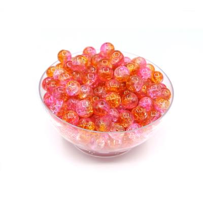 20 Perle crackle sfumate - colore: ARANCIO/FUCSIA