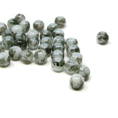 20 Perle marmorizzate in vetro - colore: BIANCO-FUME'