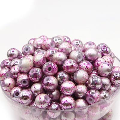 20 Perle marmorizzate in vetro - colore: ARGENTO-VIOLETTO