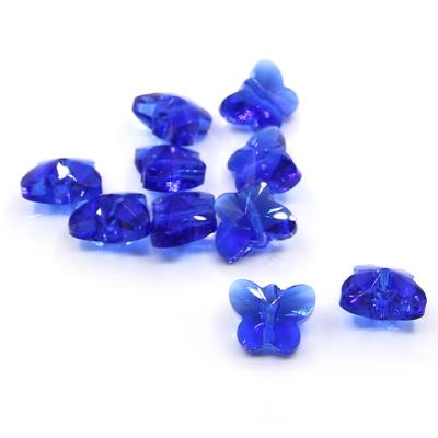 10 Perle a farfalla in vetro sfacettato  - colore: BLU