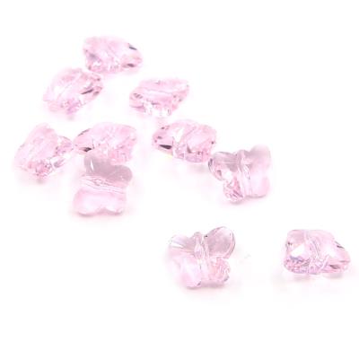 10 Perle a farfalla in vetro sfacettato  - colore: ROSA