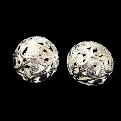 4 perlone metalliche argento spirali 