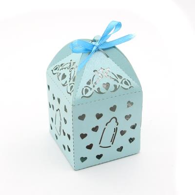 1 Scatola per bomboniere con nastro - Nascita - Mod. 1 - Azzurro chiaro