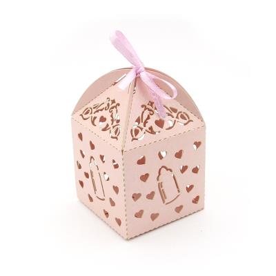 1 Scatola per bomboniere con nastro - Nascita - Mod. 1 - Rosa chiaro