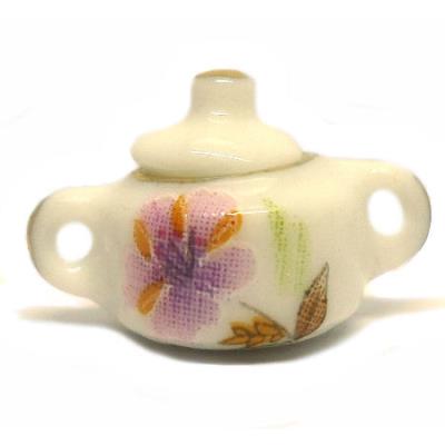 Biscottiera in porcellana con fiore viola